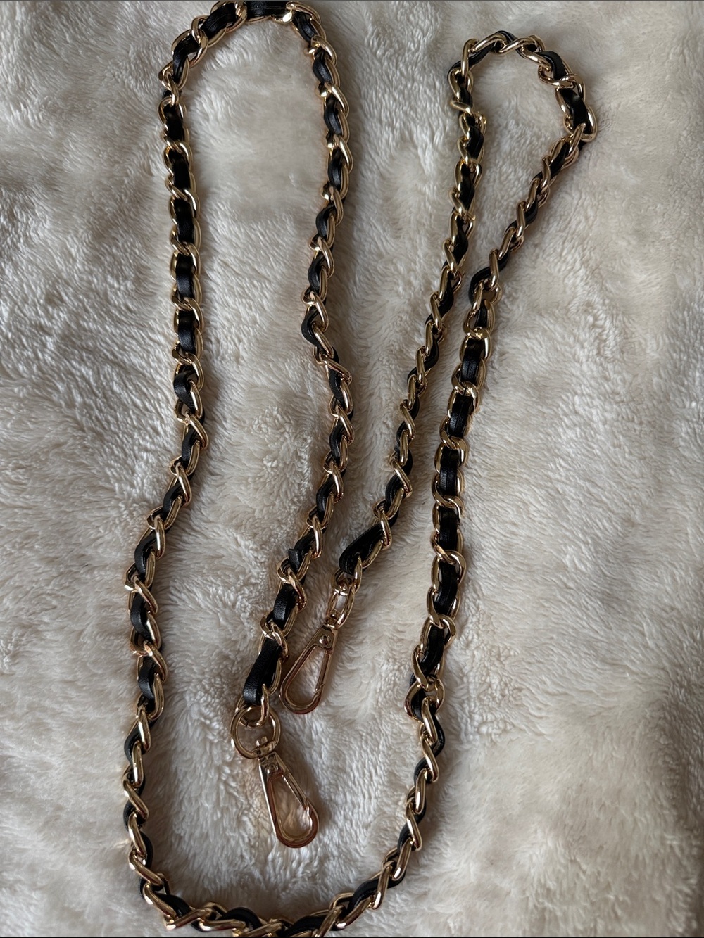 Gold and Black Leather Chain Strap for Women's Handbag - Unbranded